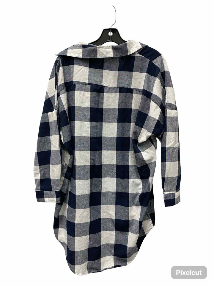 Unknown Brand Size L Blue White Plaid Long Sleeve Shirts
