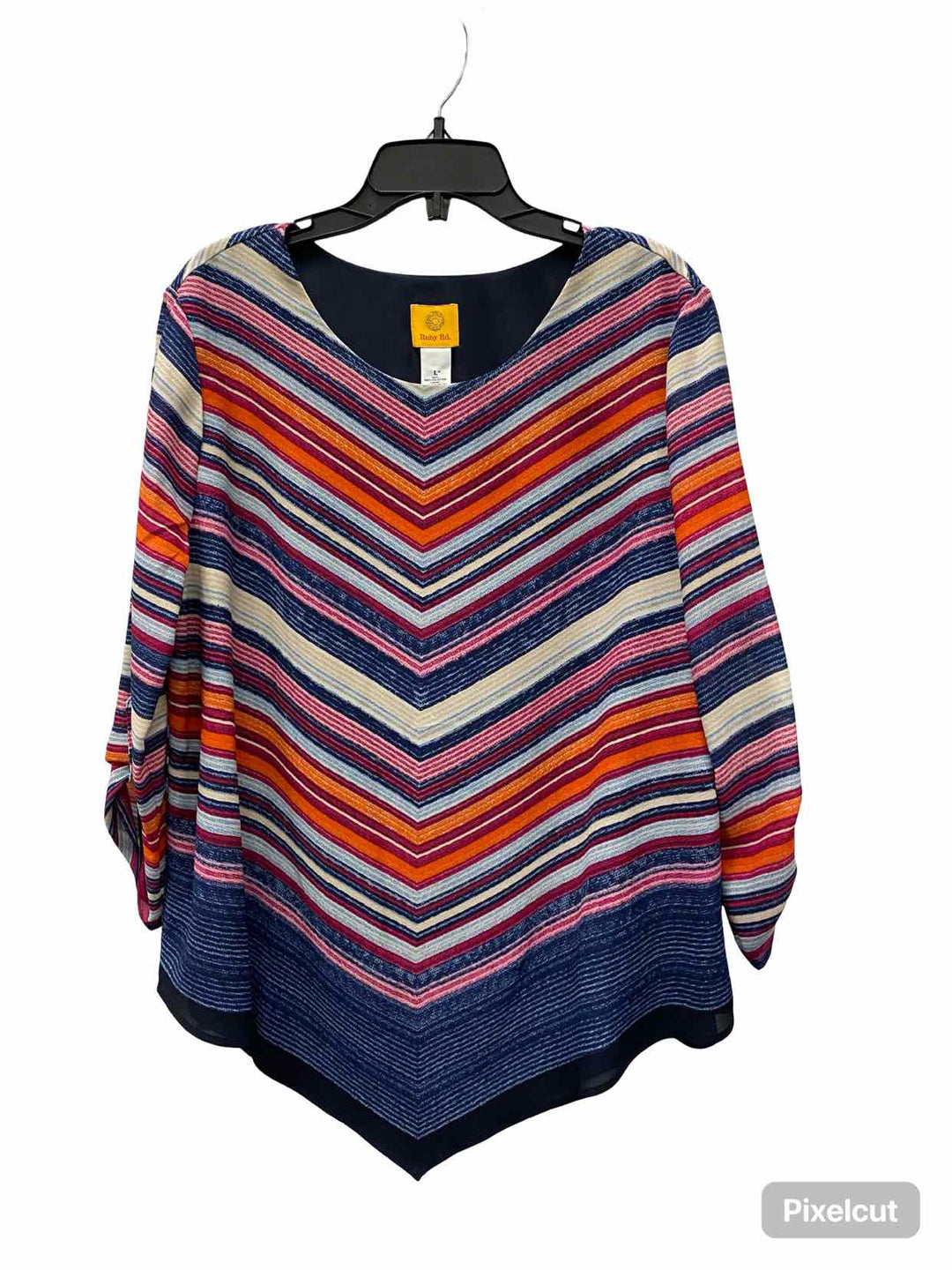 Ruby Rd Size L Multi-Color Striped Long Sleeve Shirts
