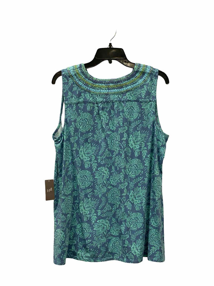 purejill Size L Blue Green Floral Tank Top
