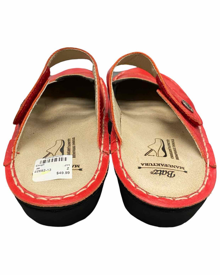 Batz Shoe Size 39 Red Leather Bali Comfort Clogs