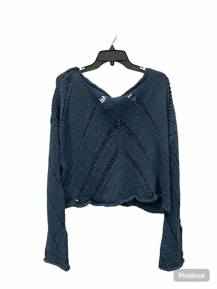 Free People Size L Teal 100% cotton Sweater