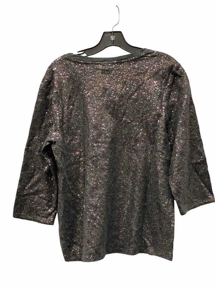 DKNY Size L Grey sequined Long Sleeve Shirts