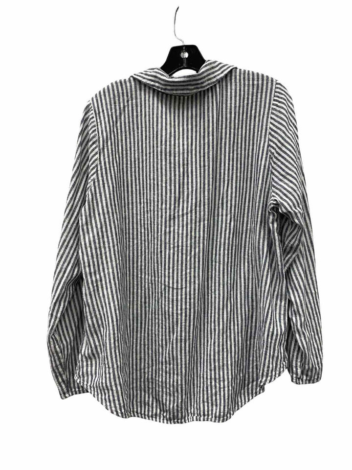 Michael Kors Size 1X White Black Striped Long Sleeve Shirts