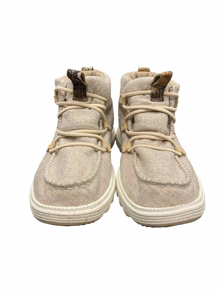 Hey Dude Shoe Size 8 Tan Leather & Wool Blend Reyes Sneakers