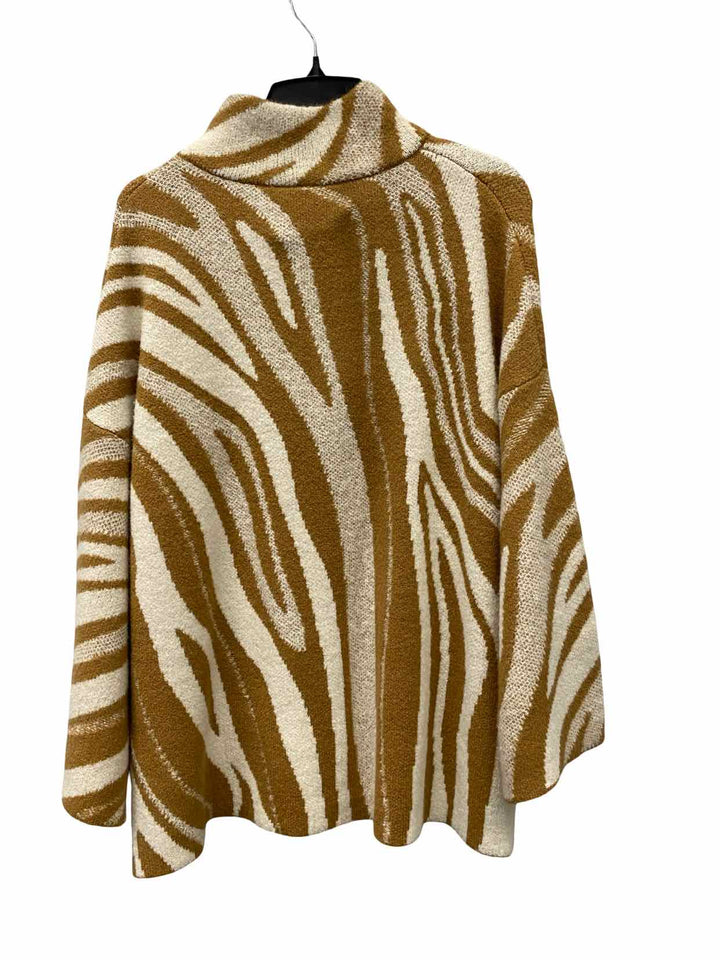 Wynne Collection Size M Brown Cream Print Sweater