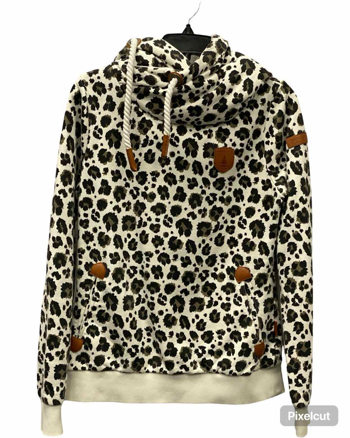 Wanakome Size S White Black leapard Sweatshirt