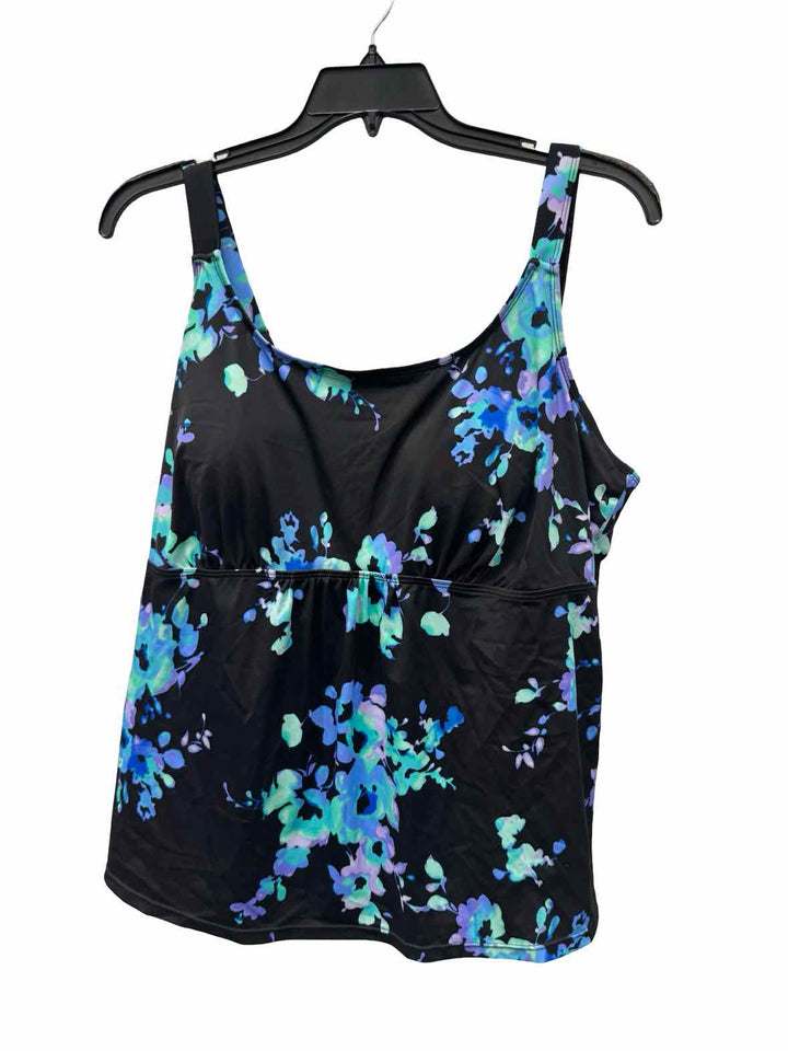 Swimsuits for All Size 20 Black Floral Swimsuit Top