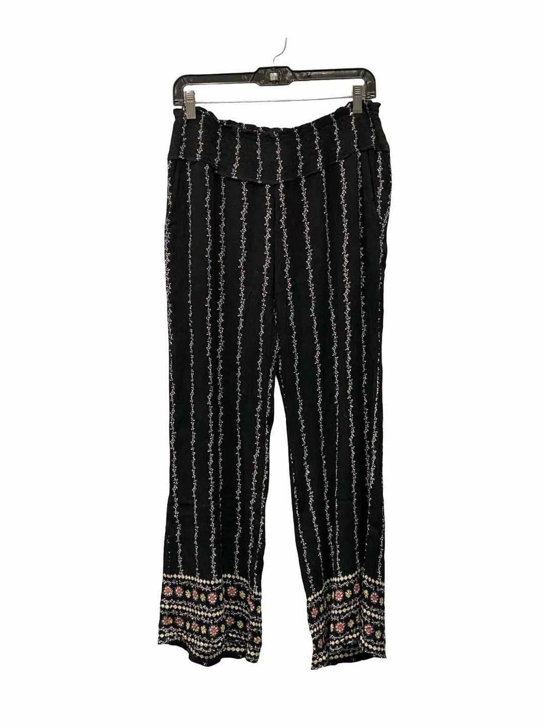 Title Nine Size L Black Floral Pants