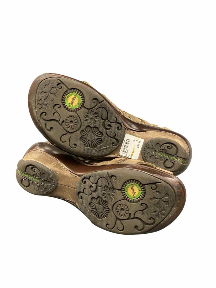 Jambu Shoe Size 6.5 Brown Leather Sugar Wedge Sandals