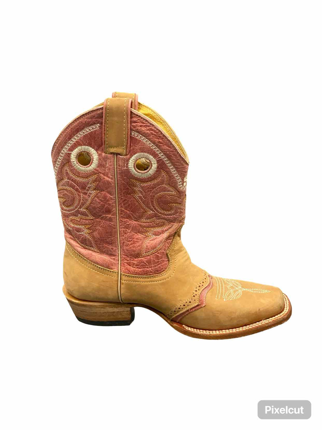 Stephy by Lamas Shoe Size 7.5 Pink Beige Leather Cowboy Boots(knee)