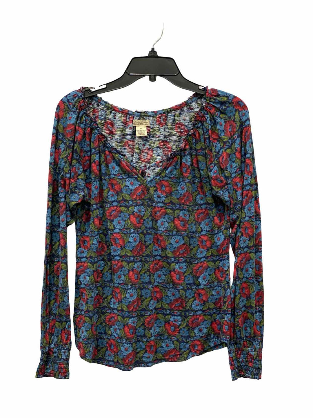Lucky Brand Size M Blue Red Floral Long Sleeve Shirts