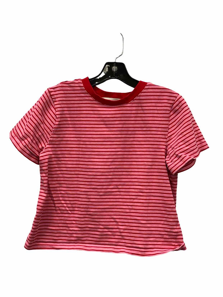 English Factory Size M Pink Red Striped Short Sleeve Shirts