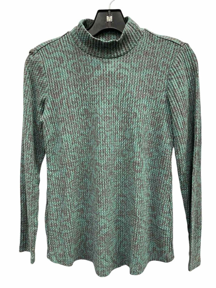 Susan Graver Size XXS Green Gray Print Long Sleeve Shirts