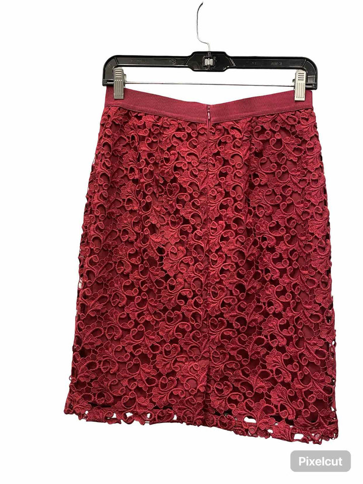 Ann Taylor Size 2P Red Lace Skirt