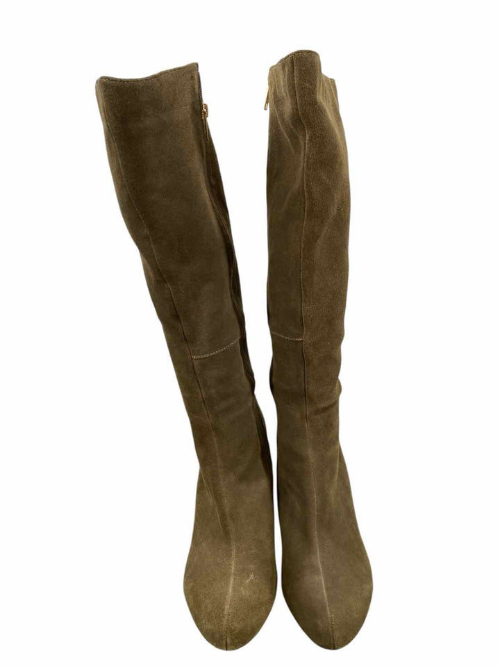 Theme Shoe Size 11W Green Suede Wide Calf Boots(knee)
