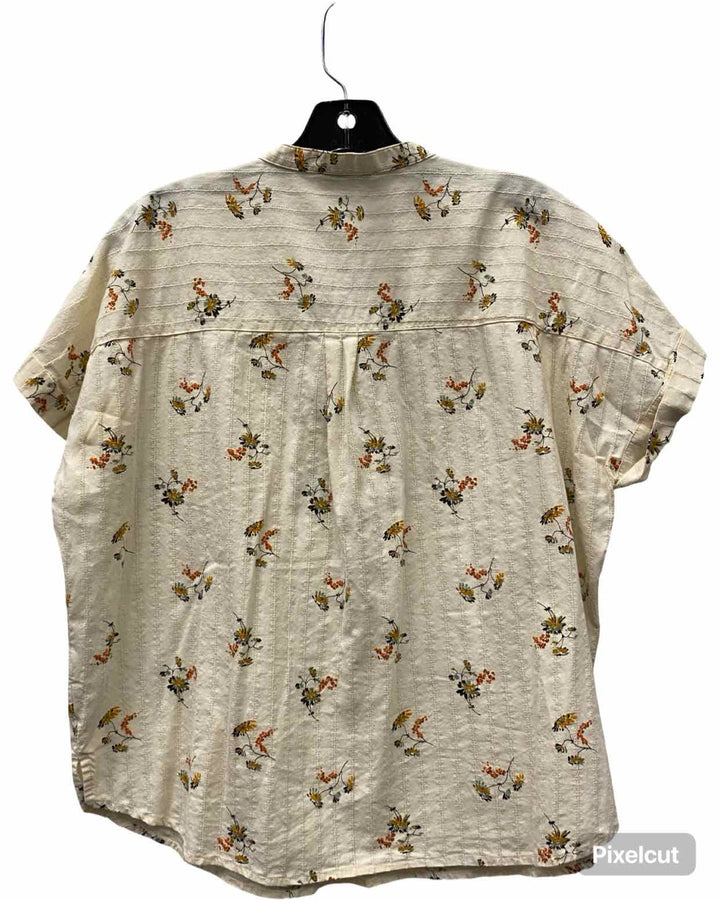 MadeWell Size S Cream Multi Floral 100% cotton Short Sleeve Shirts