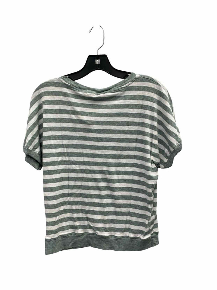 Christian Siriano Size M Green White Striped Short Sleeve Shirts