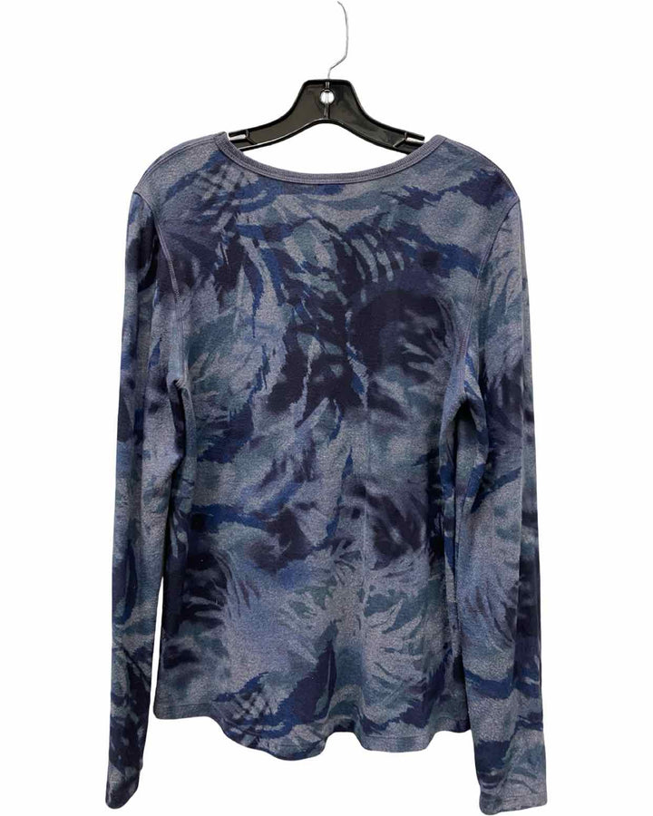 Stone Flowers Size XL Blue Print Long Sleeve Shirts