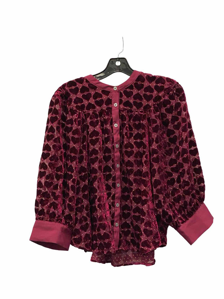 Maeve Size XL Burgundy Hearts Long Sleeve Shirts