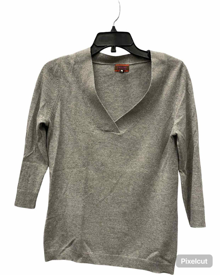 Tesori Size M Grey 100% cashmere Sweater