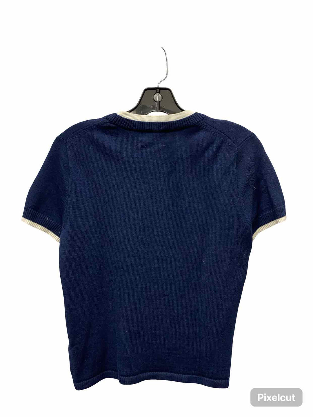 J Crew Size M Navy White 100% Merino Wool Short Sleeve Shirts