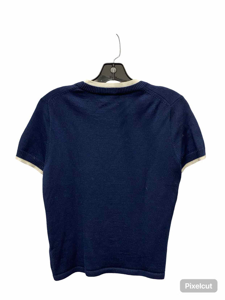 J Crew Size M Navy White 100% Merino Wool Short Sleeve Shirts