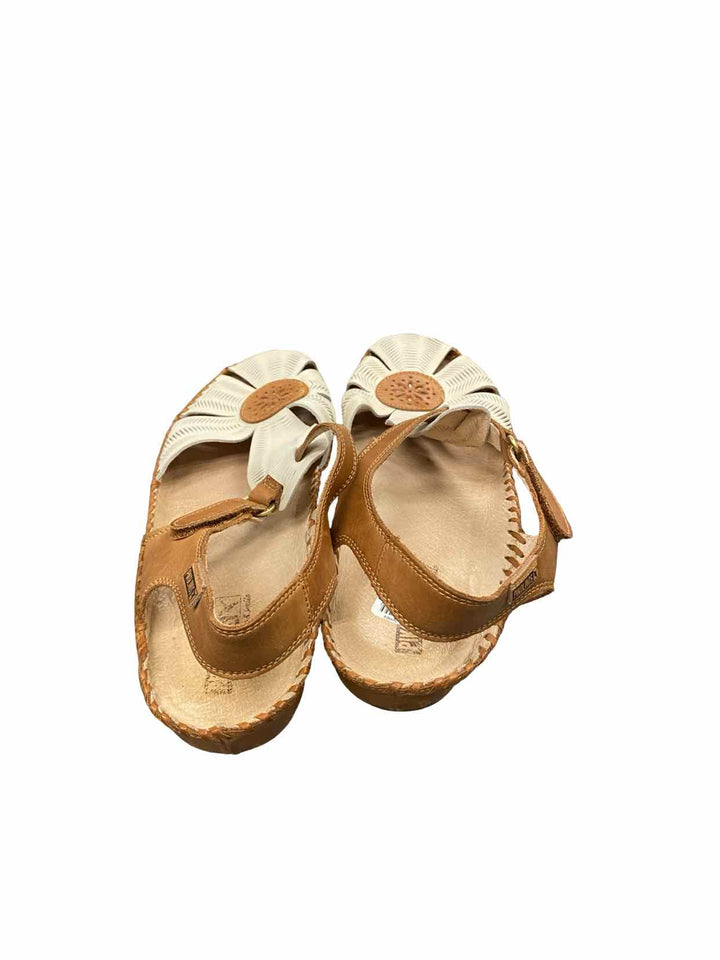 Pikolinos Shoe Size 41 Brown Cream Leather P. Vallarta Sandals