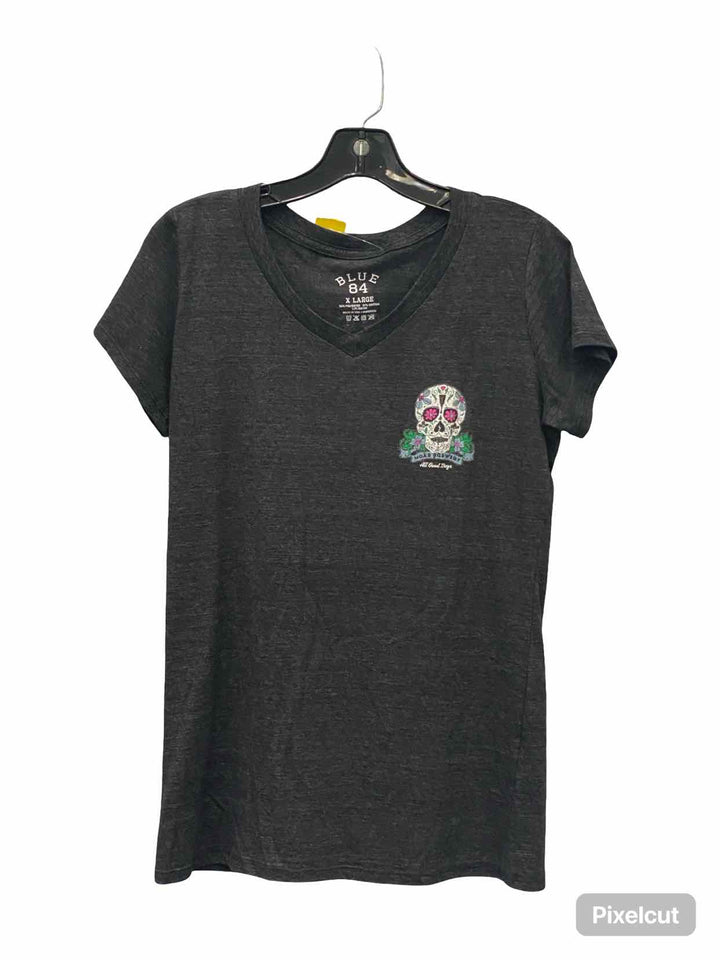 Blue 84 Size XL Black Skull T-shirt