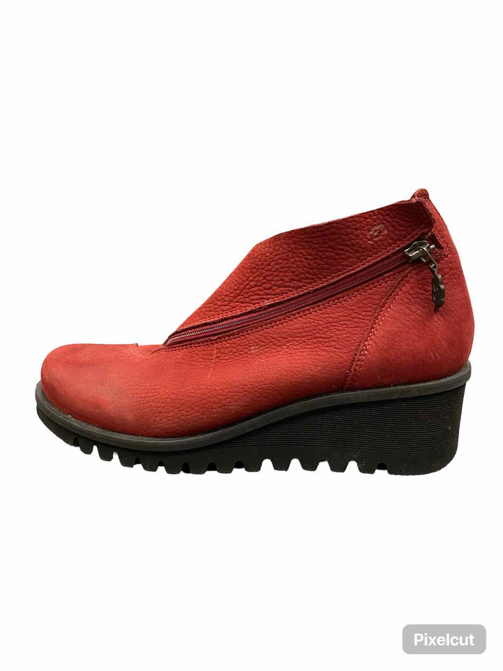 Loints of Holland Shoe Size 39 Red Leather Lighting Wedges Boots(Ankle)