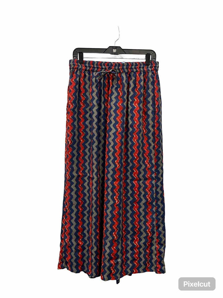Sacred Threads Size S Blue Red zigzag 100% Rayon Pants
