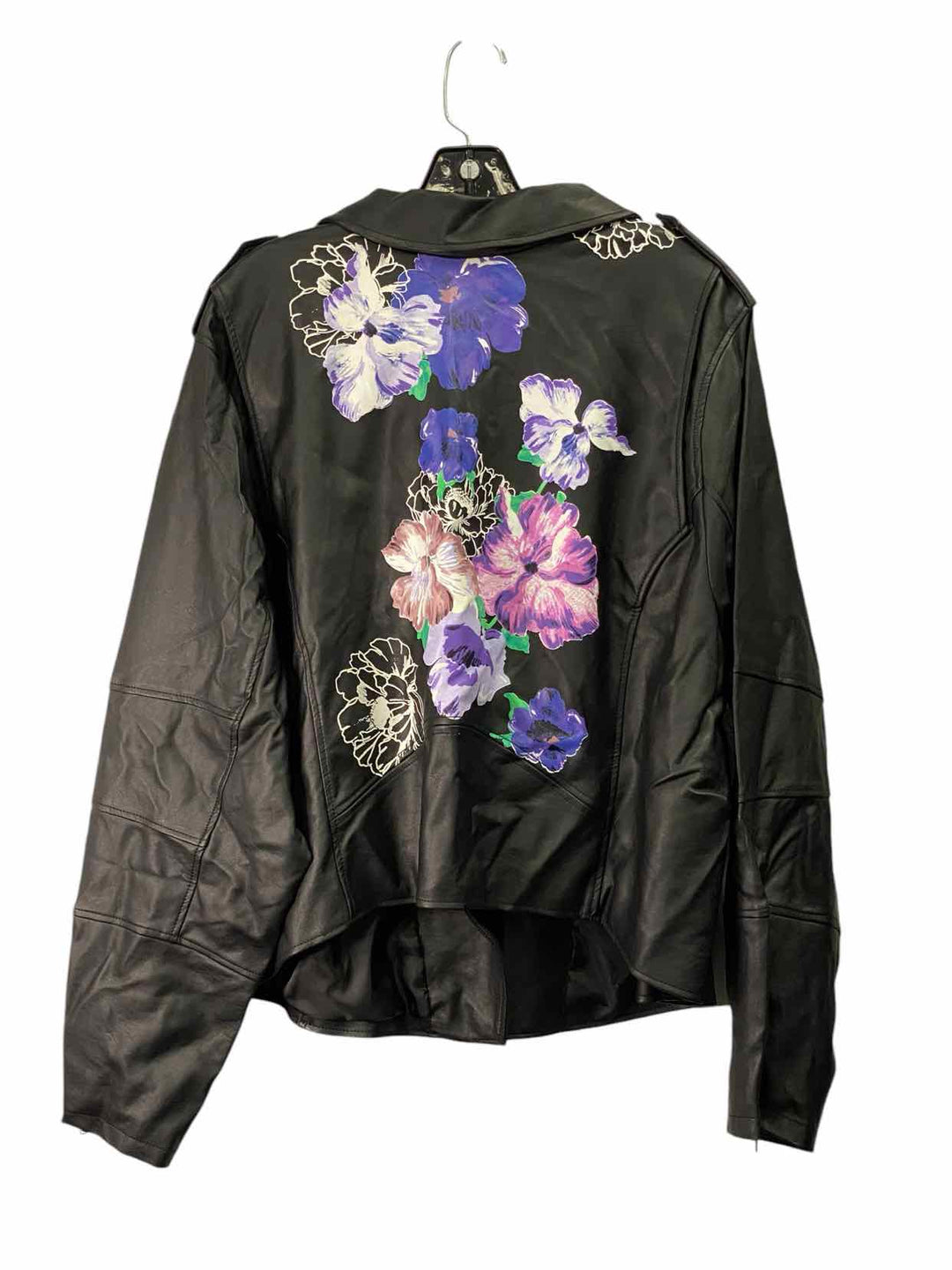 Torrid Size 4X Black Purple Floral Faux Leather Jacket