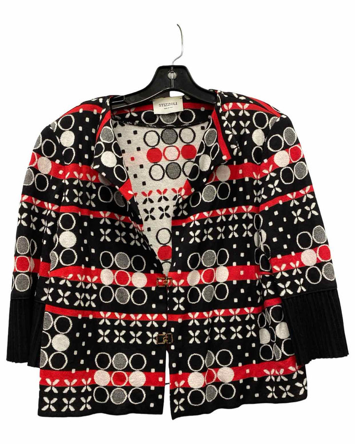 Stizzoli Size L Black Red Geometric Sweater