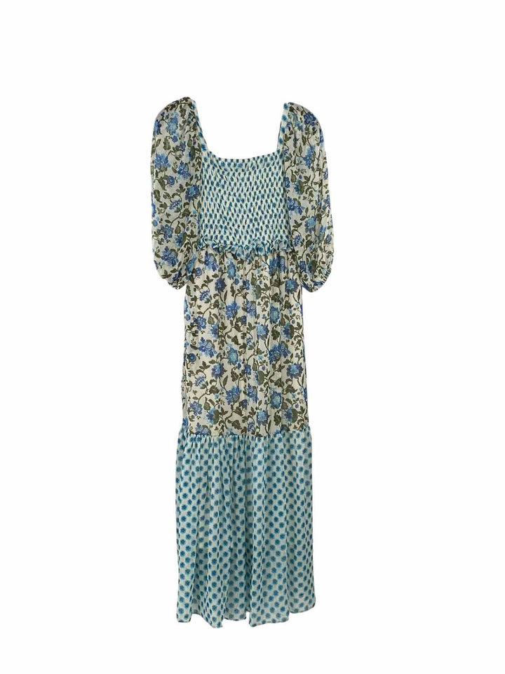 Taylor Size 8 White Green & Blue Floral Dress