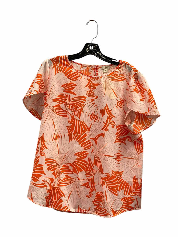 J Crew Size 12 Orange Floral Short Sleeve Shirts