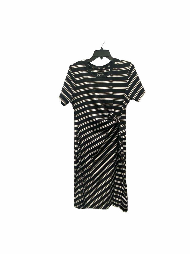Any Body Size M Black White Striped Dress