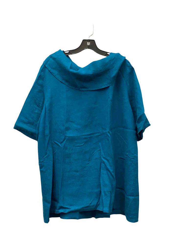 Bryn Walker Size L Teal Linen Long Sleeve Shirts