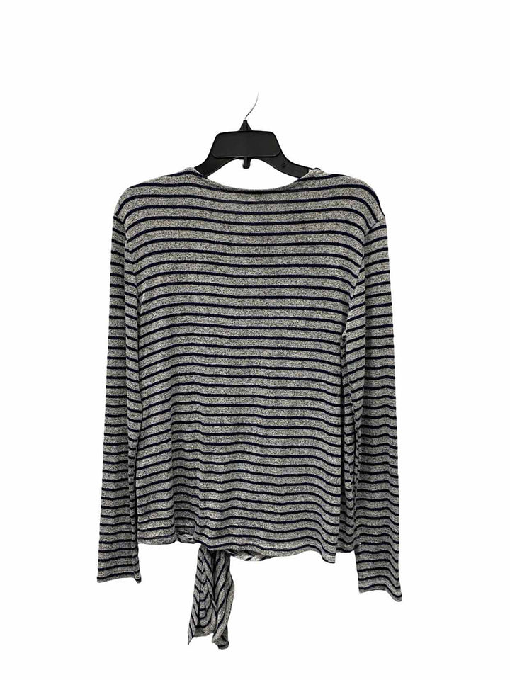 Stella & Dot Size M Blue Gray Striped Long Sleeve Shirts