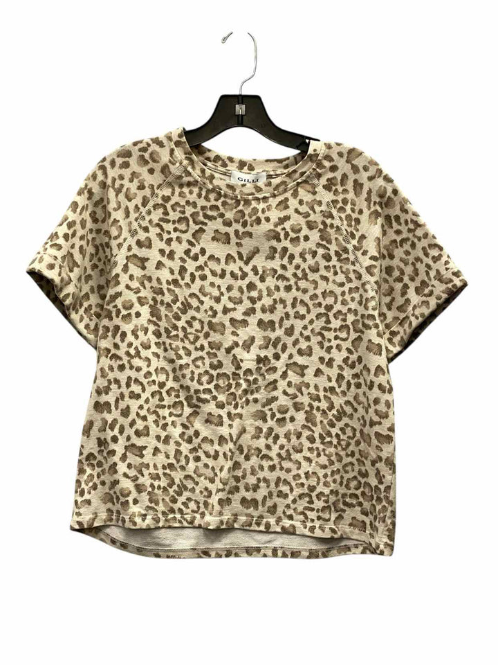 Gilli Size M Brown Cheetah Short Sleeve Shirts
