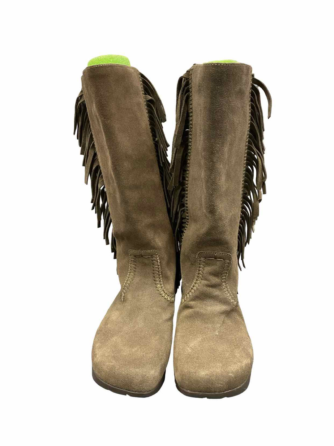 Earth Shoe Size 8.5 Brown Suede Caribou Fringe Western Tribal Pull Boots(knee)