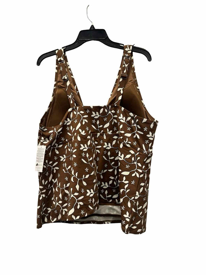 Lands End Size 20 Brown Print Swimsuit Top