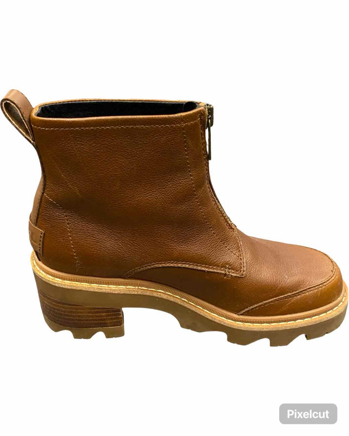 Sorel Shoe Size 7.5 Brown Leather Joan Zip Boots(Ankle)