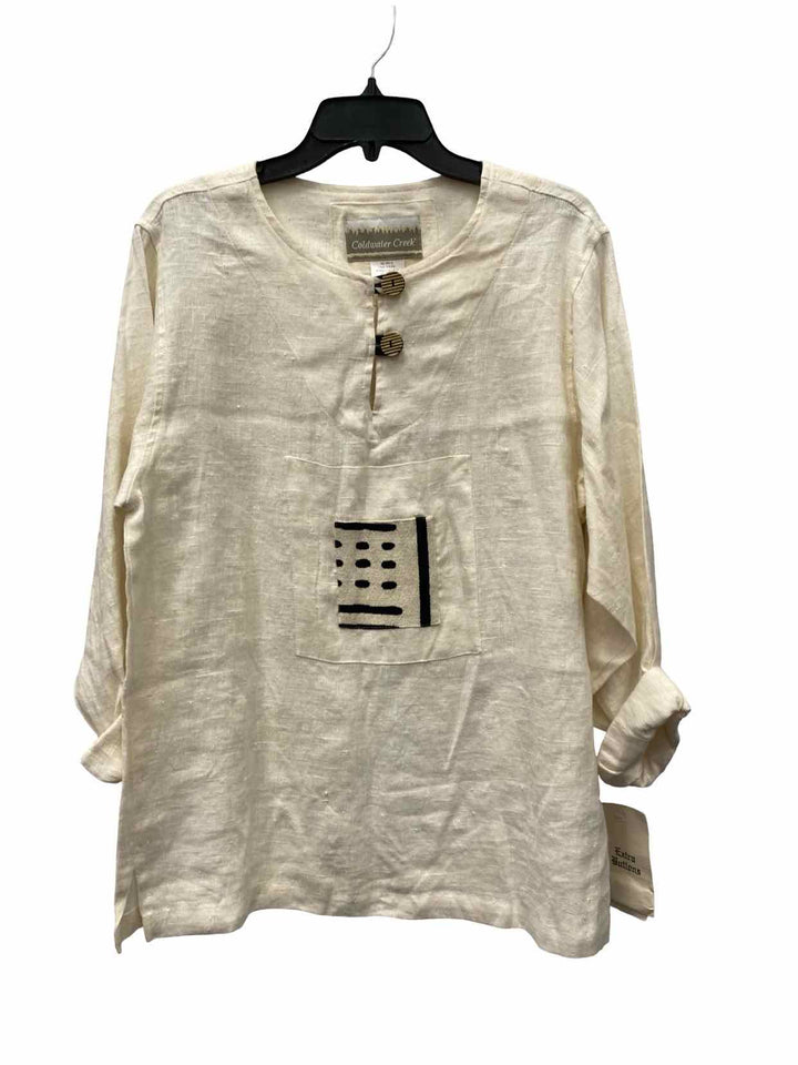 Coldwater Creek Size L Ivory 100% Linen Long Sleeve Shirts
