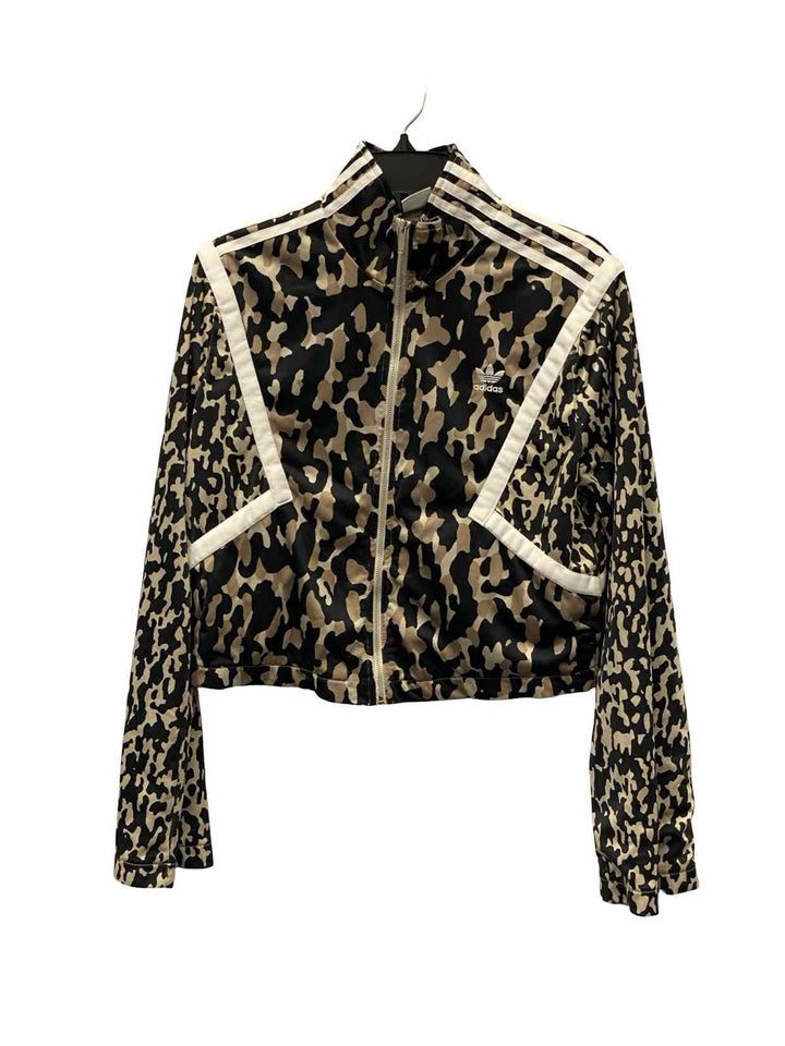 Adidas Size S Brown/Black White Cheetah Athletic Jacket