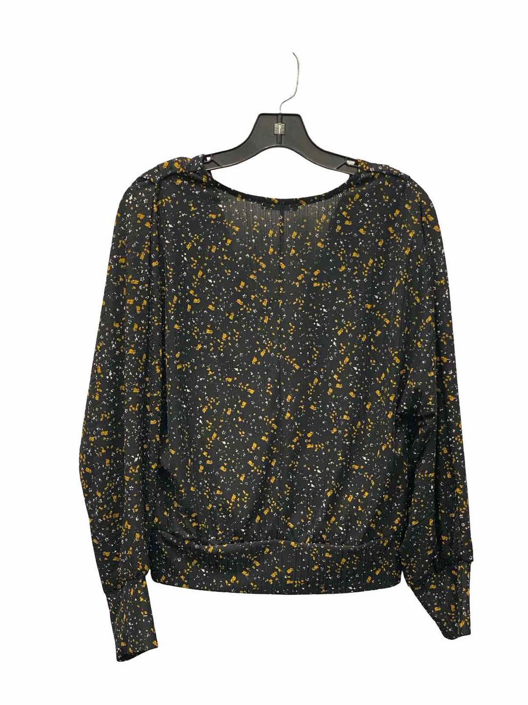 DEX Size M Black Yellow Floral Long Sleeve Shirts