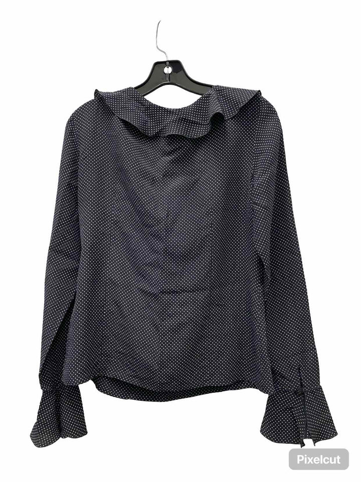 ESCADA Size 36(L) Black White Dots 100% silk Long Sleeve Shirts
