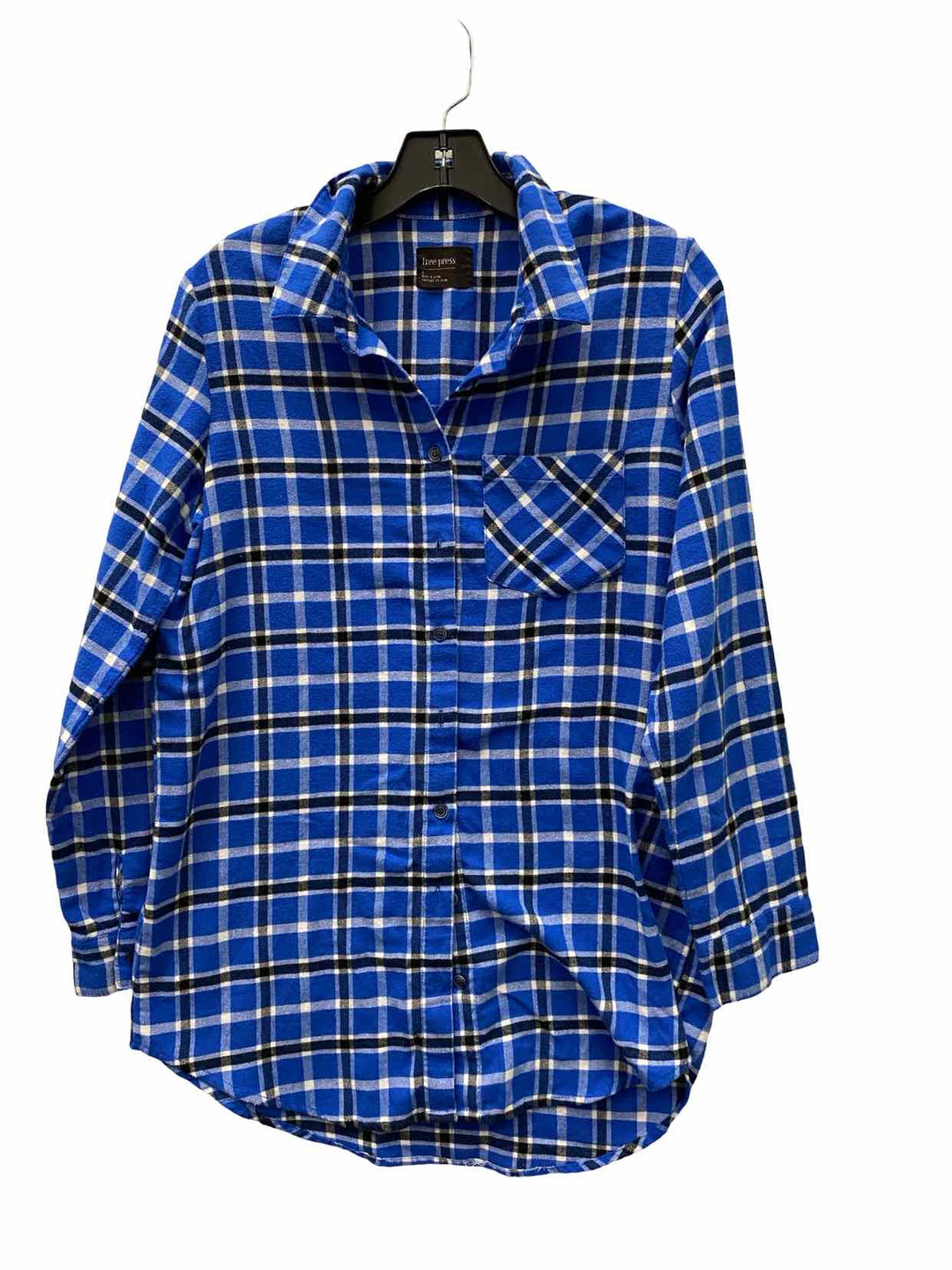 Free Press Size S Blue White Plaid Long Sleeve Shirts