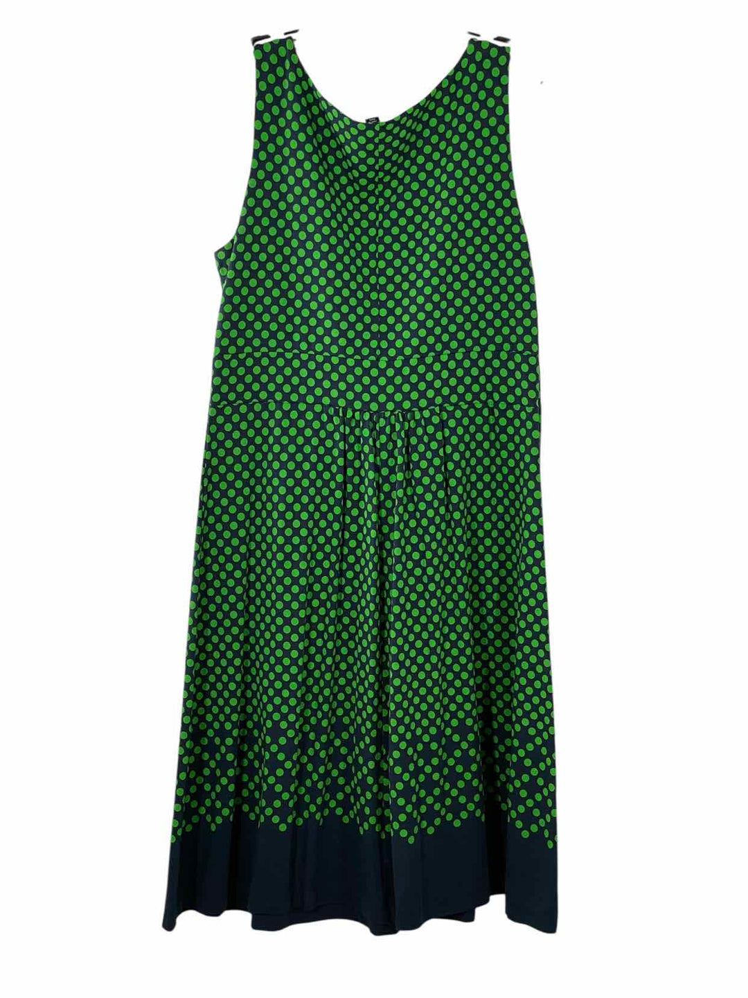 Lands End Size 6-8 Green Black Polka Dot Dress
