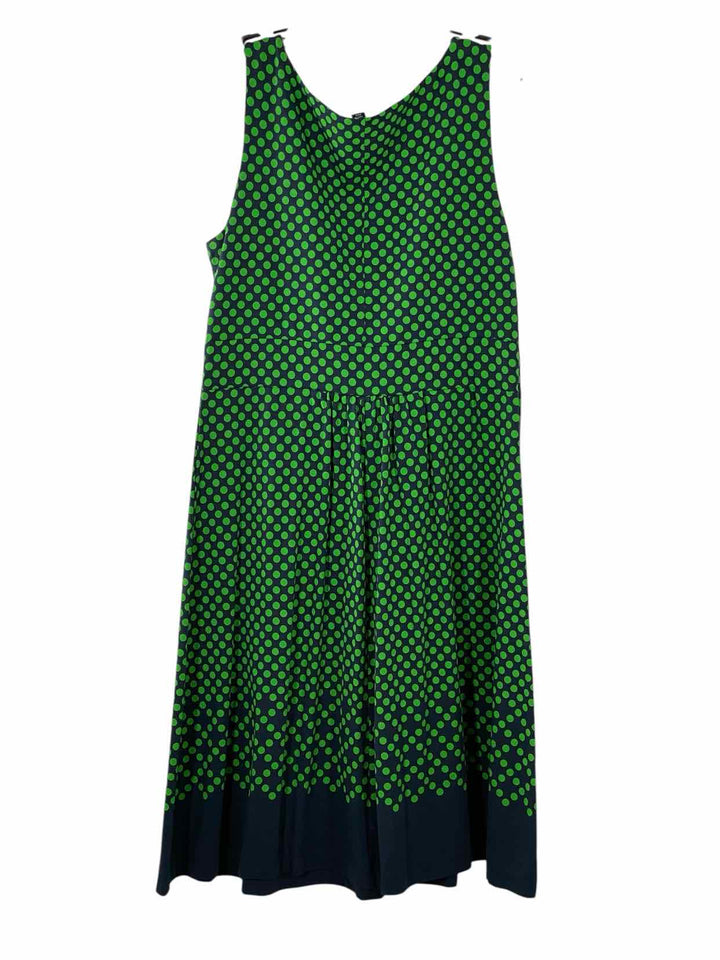 Lands End Size 6-8 Green Black Polka Dot Dress