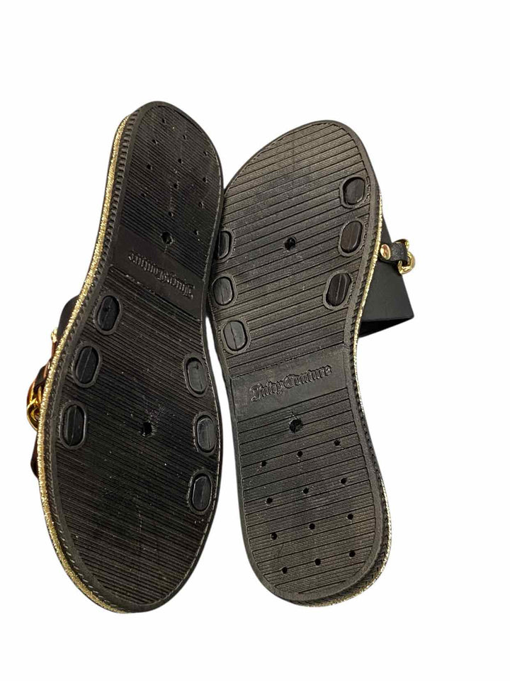 Juicy Couture Shoe Size 7 Black Gold Manmade NWOT Sandals
