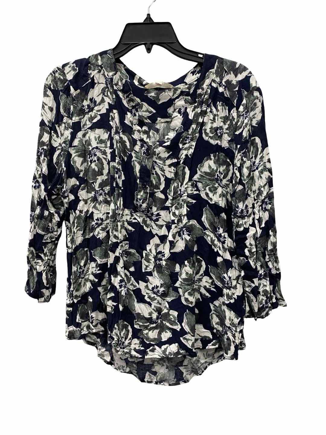 fun2fun Size L Navy Green Floral Short Sleeve Shirts